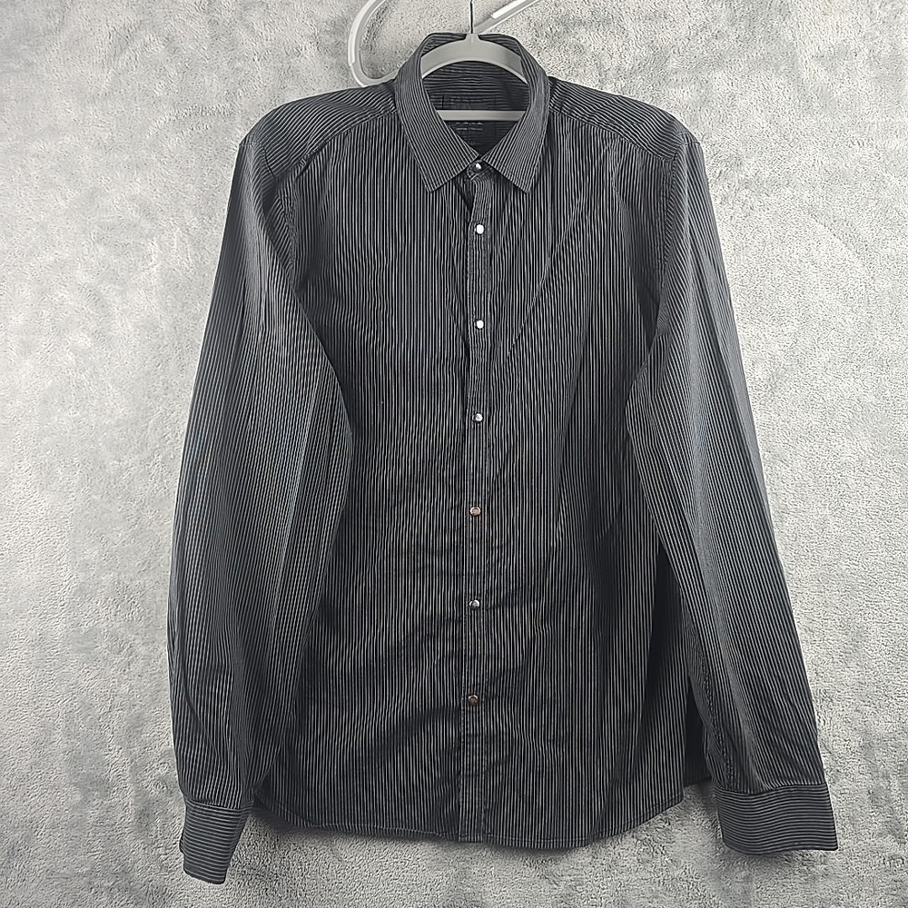 Armani Exchange Button Shirt Mens Medium Charcoal Long Sleeve Dress‎ Business